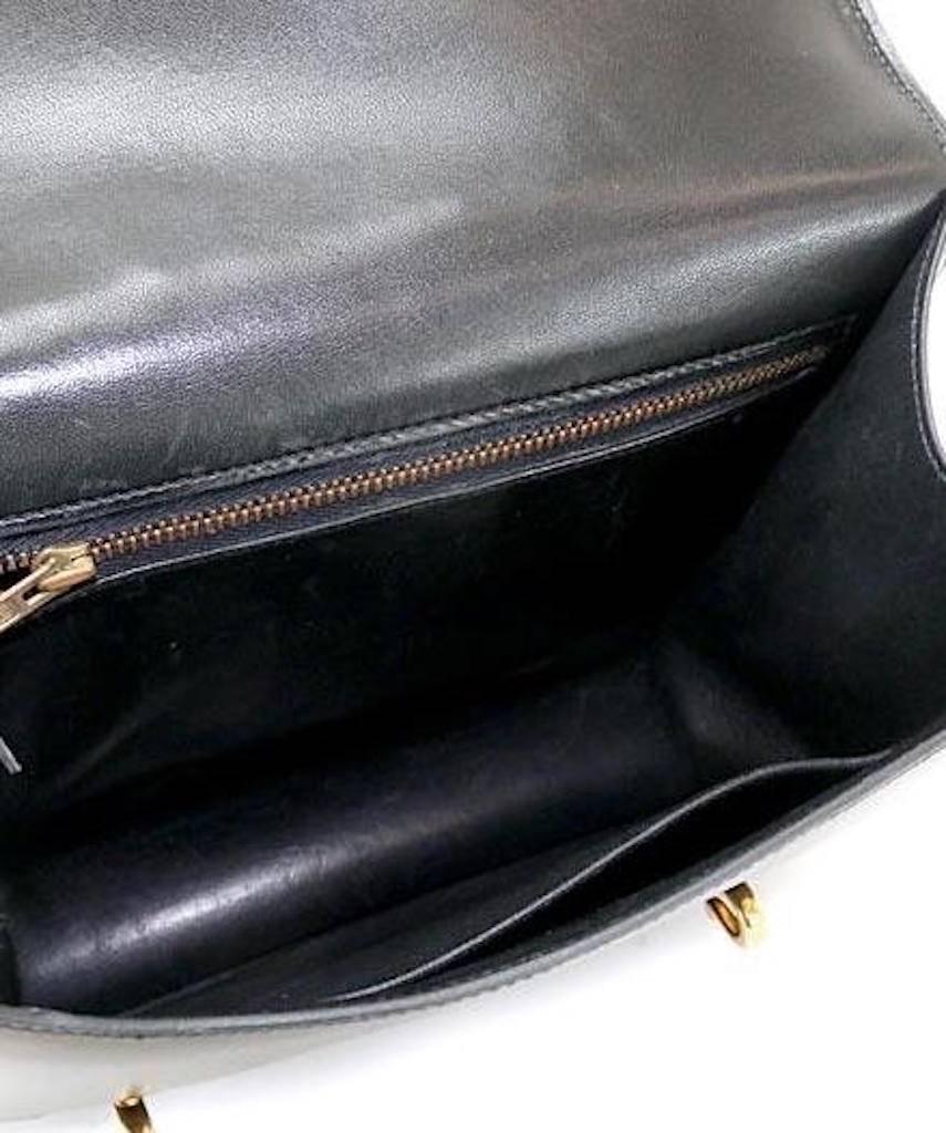 Hermes RARE Black Leather Gold Accent Two in One Clutch Shoulder Bag in Box 2