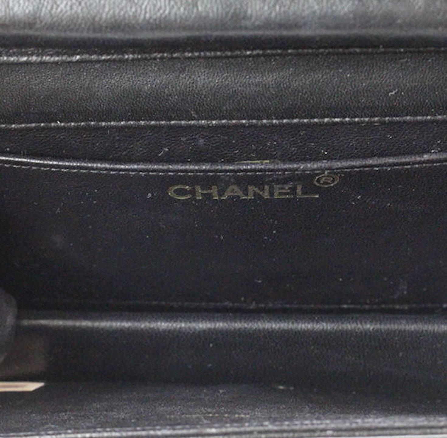 Chanel RARE Vintage Black Lizard Leather Gold CC Flap Crossbody Shoulder Bag 2