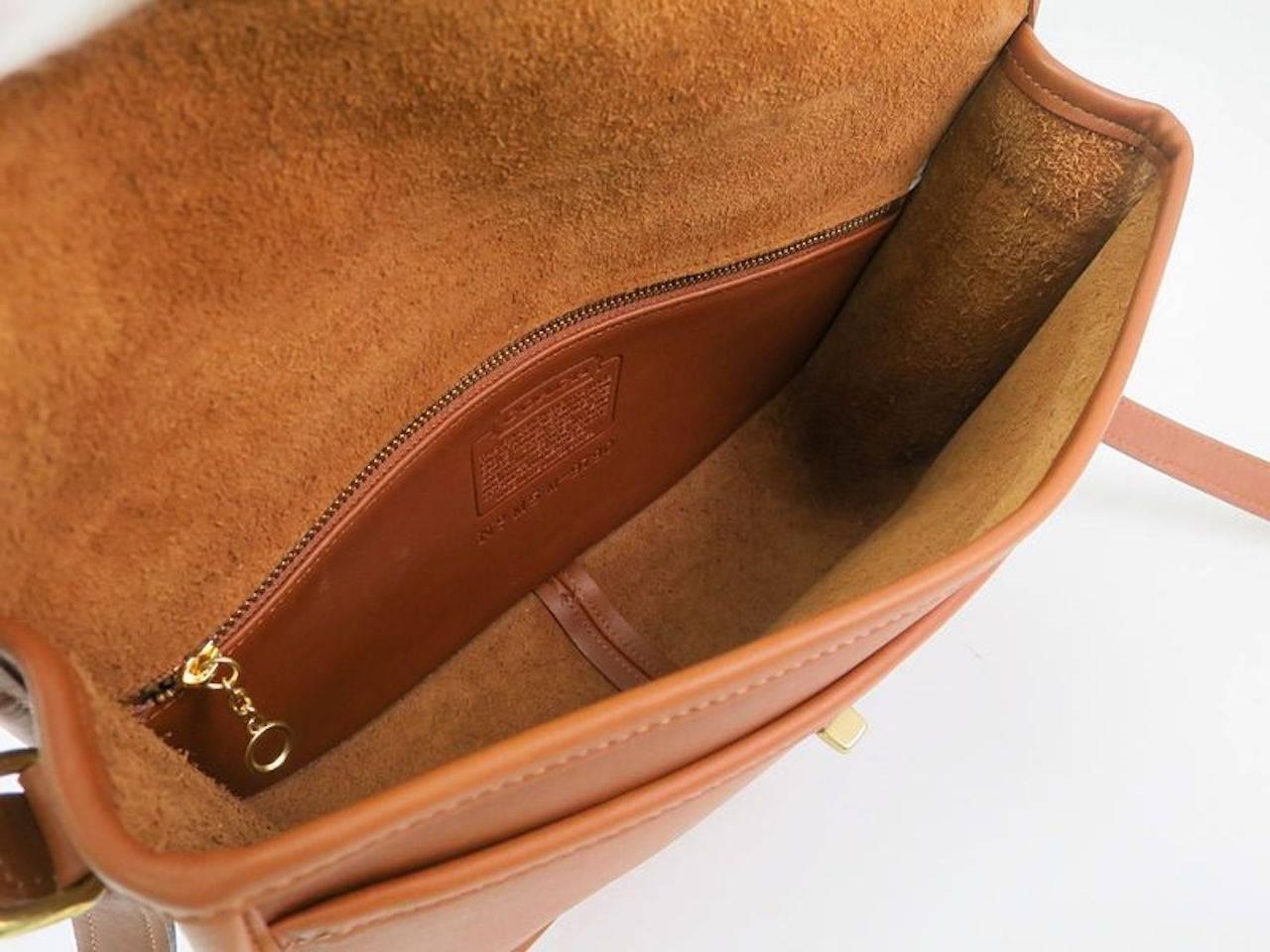 Coach Vintage Cognac Brown Leather Shoulder Crossbody Flap Bag For Sale at 1stdibs