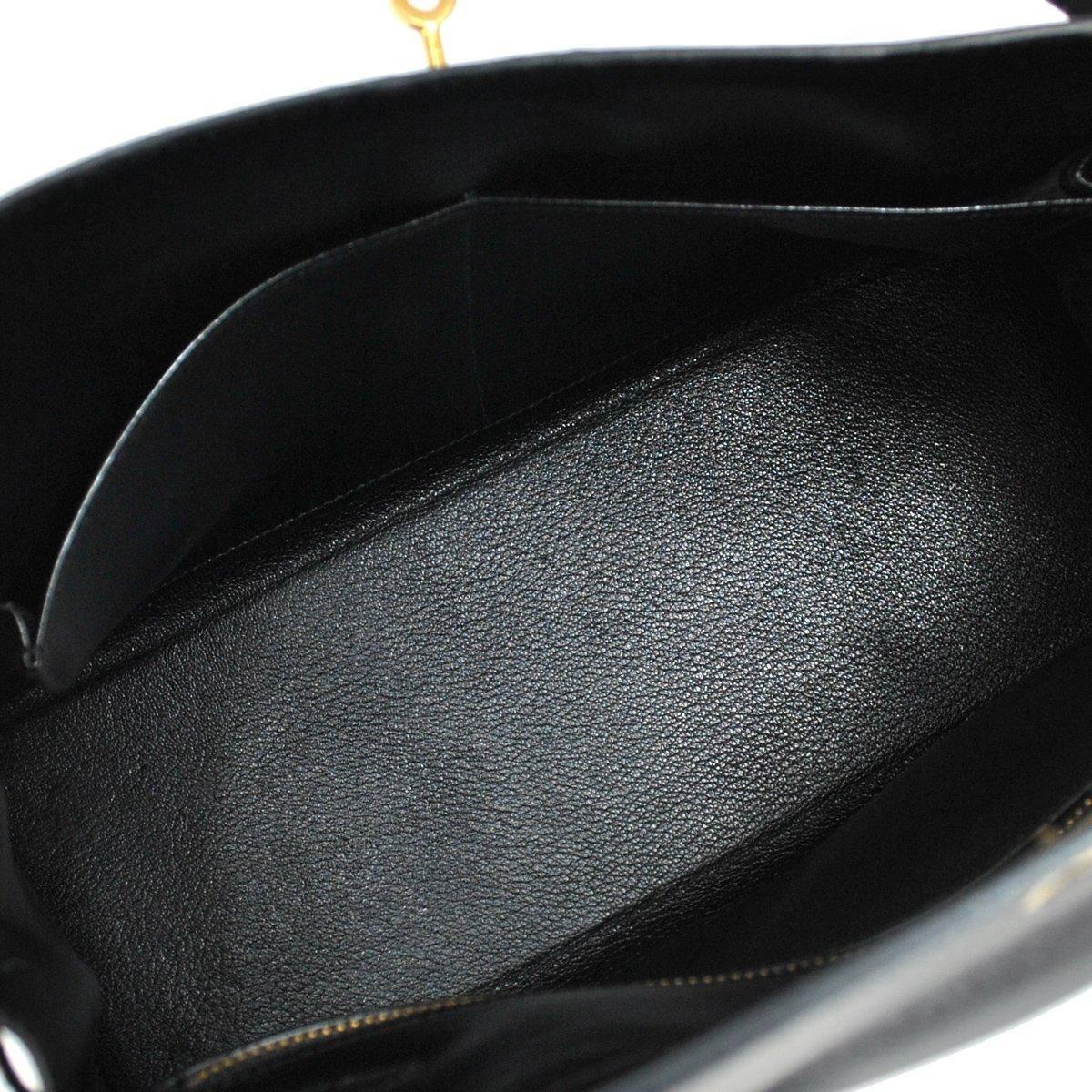 Hermes Kelly 32 Black Box Gold Satchel Shoulder Bag With Accessories 2
