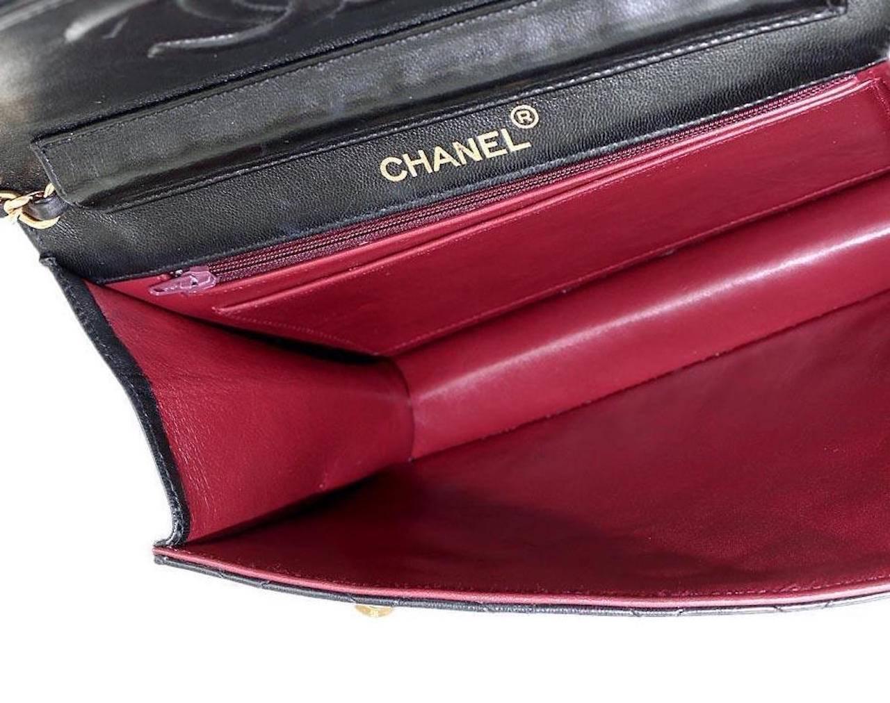 Chanel Rare Black Lambskin Dual Turnlock Clutch Satchel Crossbody Shoulder Bag 2