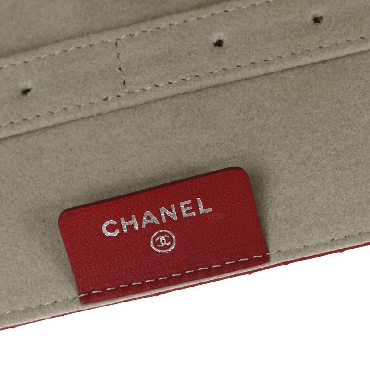 Women's Chanel NEW Red Lambskin Jewelry Case Travel Clutch Bag Roll Box