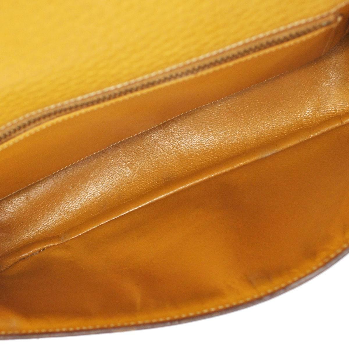 Hermes Vintage Mustard Leather Gold Hardware Crossbody Shoulder Bag 1