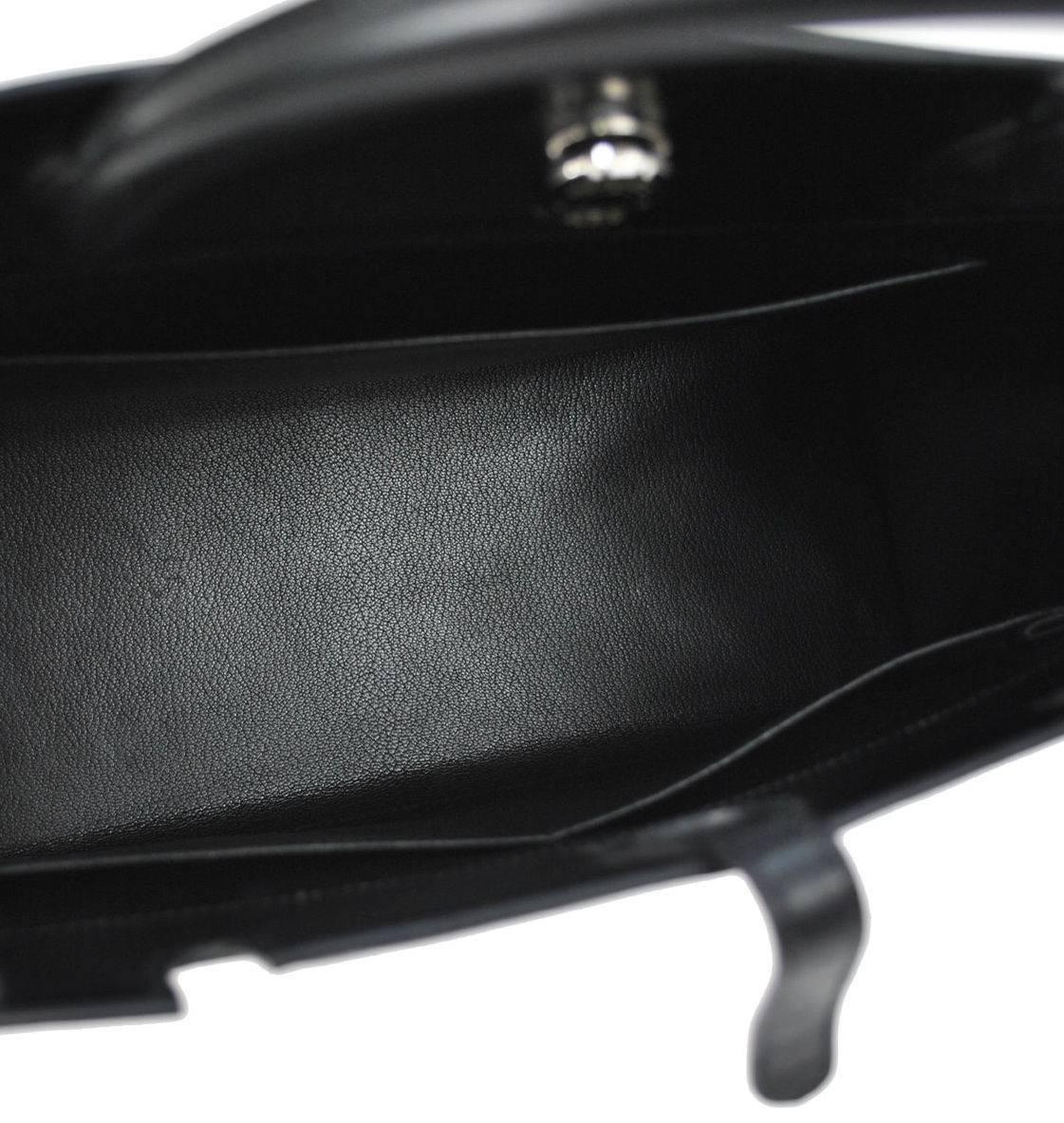 Hermes Vintage Black Leather Palladium Top Handle Satchel Bag 1