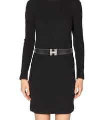 Hermes Black Leather Palladium 'H' Cadena Buckle Waist Belt