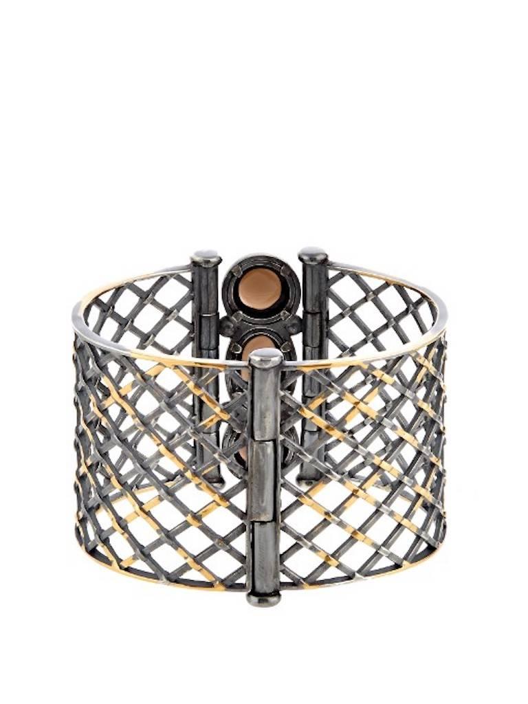 Women's Bottega Veneta NEW & SOLD OUT 24kt Gold Quartz Cage Bangle Cuff Bracelet in Box