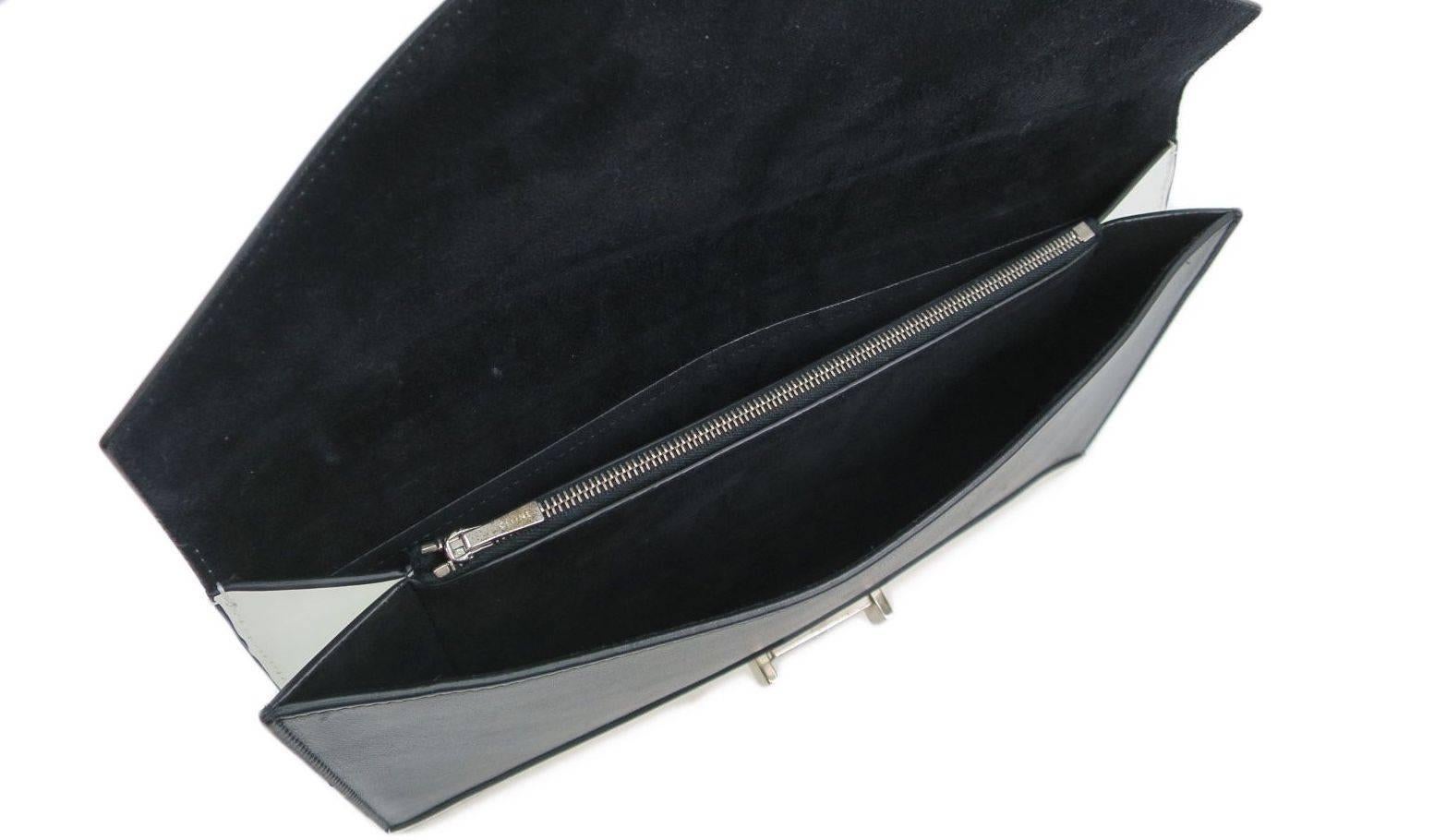 Gray Celine Black White Colorblock Evening Envelope Clutch Flap Bag
