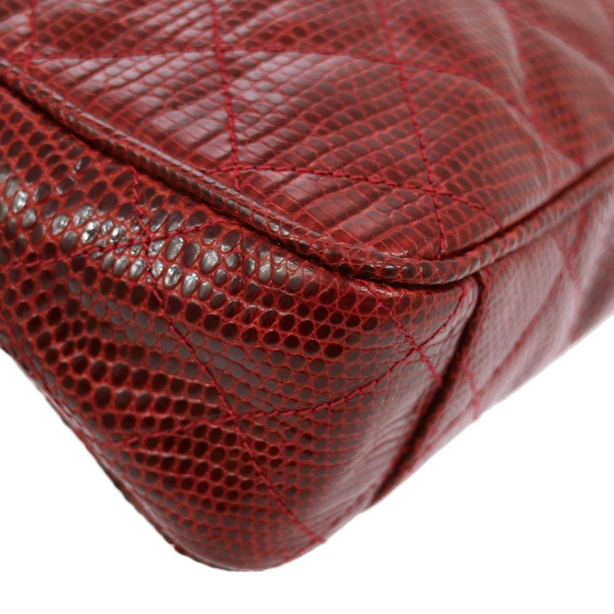 Brown Chanel Red Lizard Leather Tassel Evening Camera Shoulder Bag