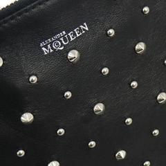 Alexander McQueen Black Leather Silver Skull Large Envelope Clutch Bag
