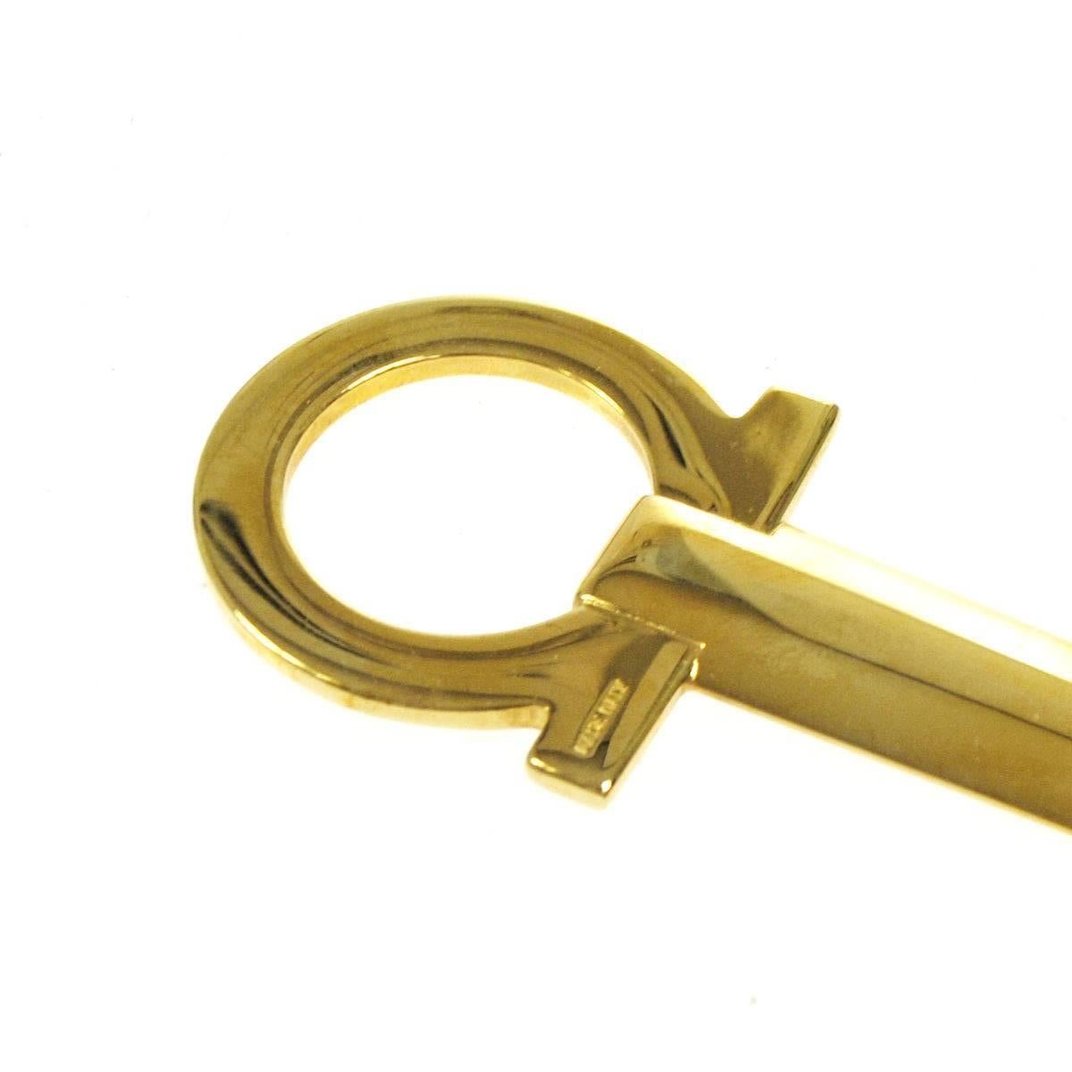 Brown Salvatore Ferragamo Gancini Logo Gold Paper Letter Opener Knife in Box