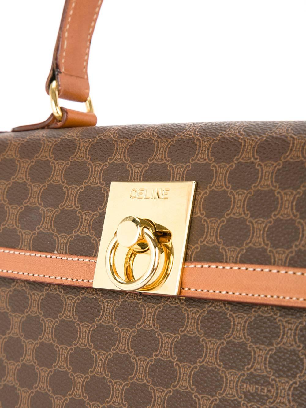 Celine Monogram Cognac Abend Top Handle Satchel Kelly Style Flap Bag im Zustand „Gut“ im Angebot in Chicago, IL