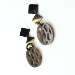 Hermes Brown Ivory Multi 'H' Long Dangle Drop Chandelier Earrings in Box