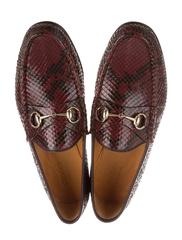 Gucci NEUE Herren Schlangenhaut Leder Burgund Flats Hausschuhe Loafers Schuhe in Box