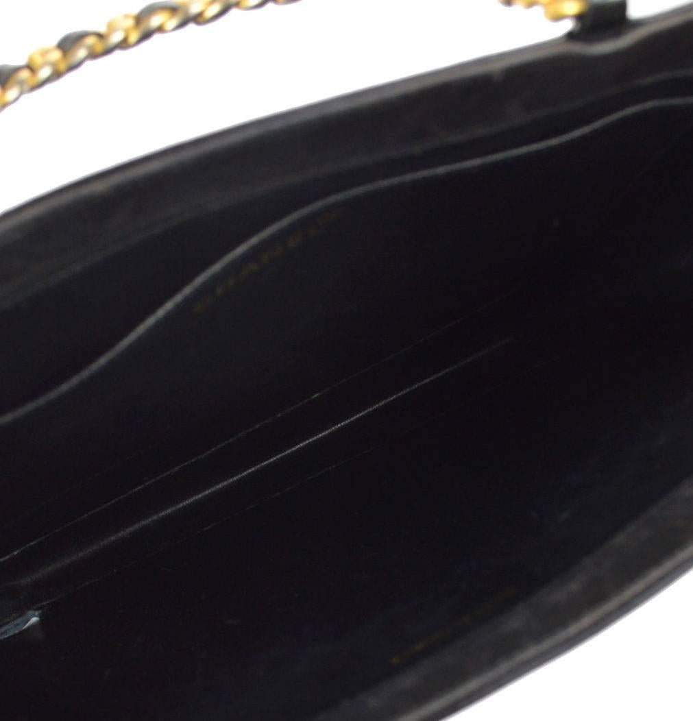 Chanel Vintage Black Leather Patent Top Handle Evening Shopper Tote Bag 1