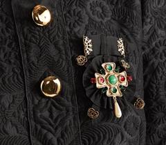 Dolce & Gabbana NEW Black Ribbon Gold Swarovski Crystal Pearl Pin Brooch in Box