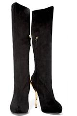 Giuseppe Zanotti NEW & SOLD OUT Black Suede Gold Metal Knee High Boots in Box