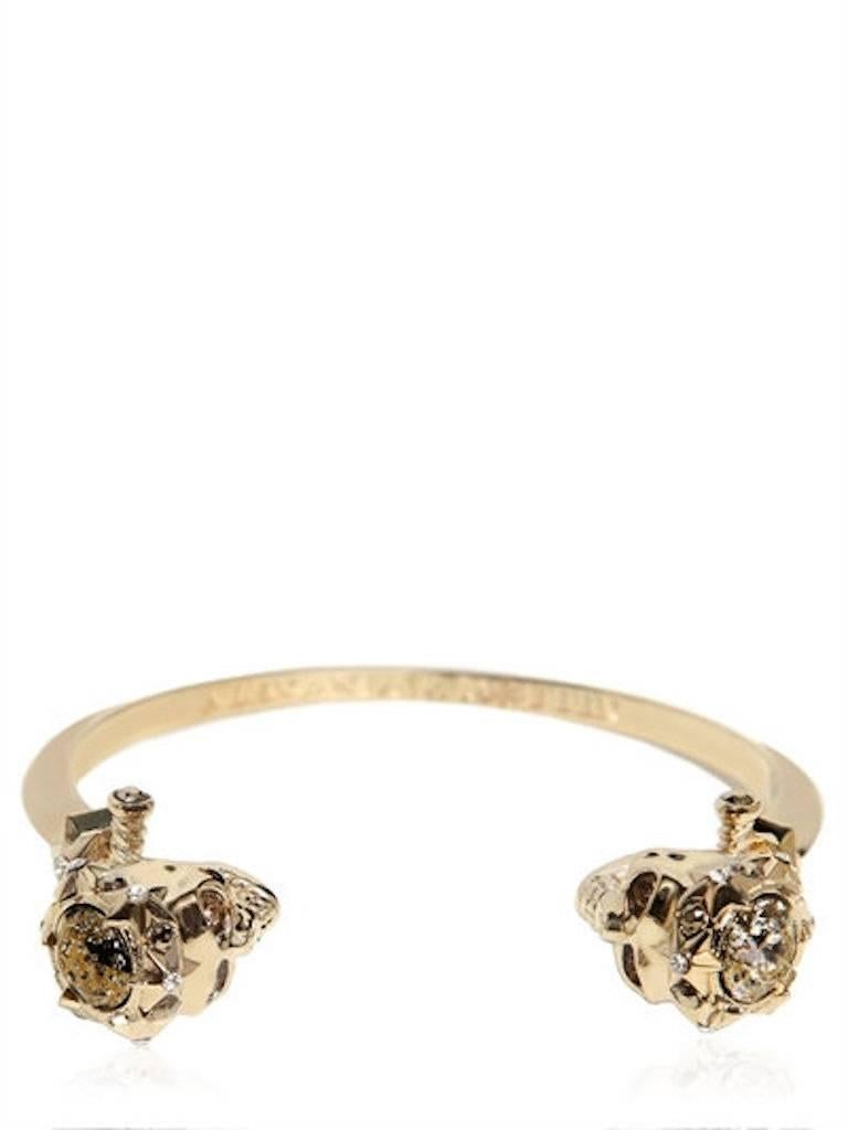 Women's Alexander McQueen NEW & SOLD OUT Gold Swarovski Cuff Bangle Bracelet in Box