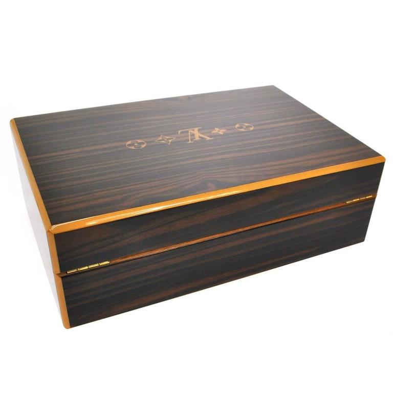 Louis Vuitton Brown Laminate Men&#39;s Cigar Storage Box With Accessories at 1stdibs