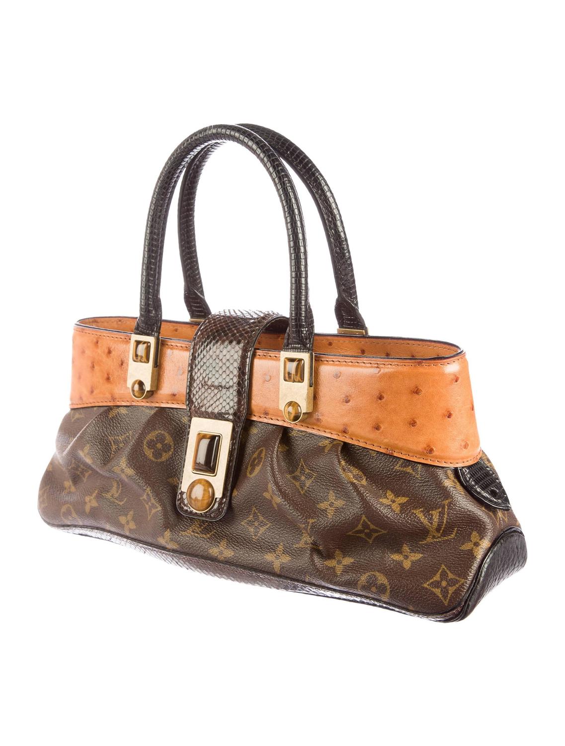 Louis Vuitton Rare Ltd Edition Cognac Snakeskin Stone Top Handle Satchel Bag For Sale at 1stdibs