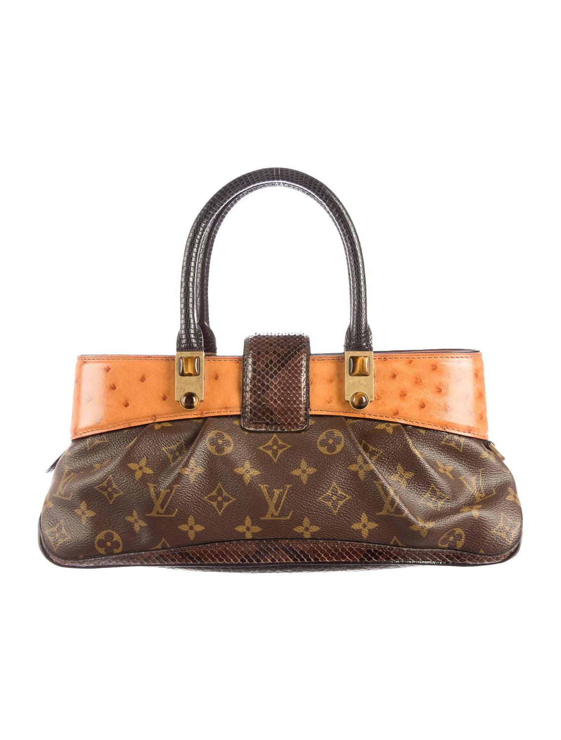 Louis Vuitton Rare Ltd Edition Cognac Snakeskin Stone Top Handle Satchel Bag For Sale at 1stdibs