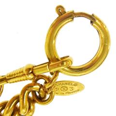 Chanel Vintage Gold Leo Lion Round Coin Charm Pendant Link Necklace in Box