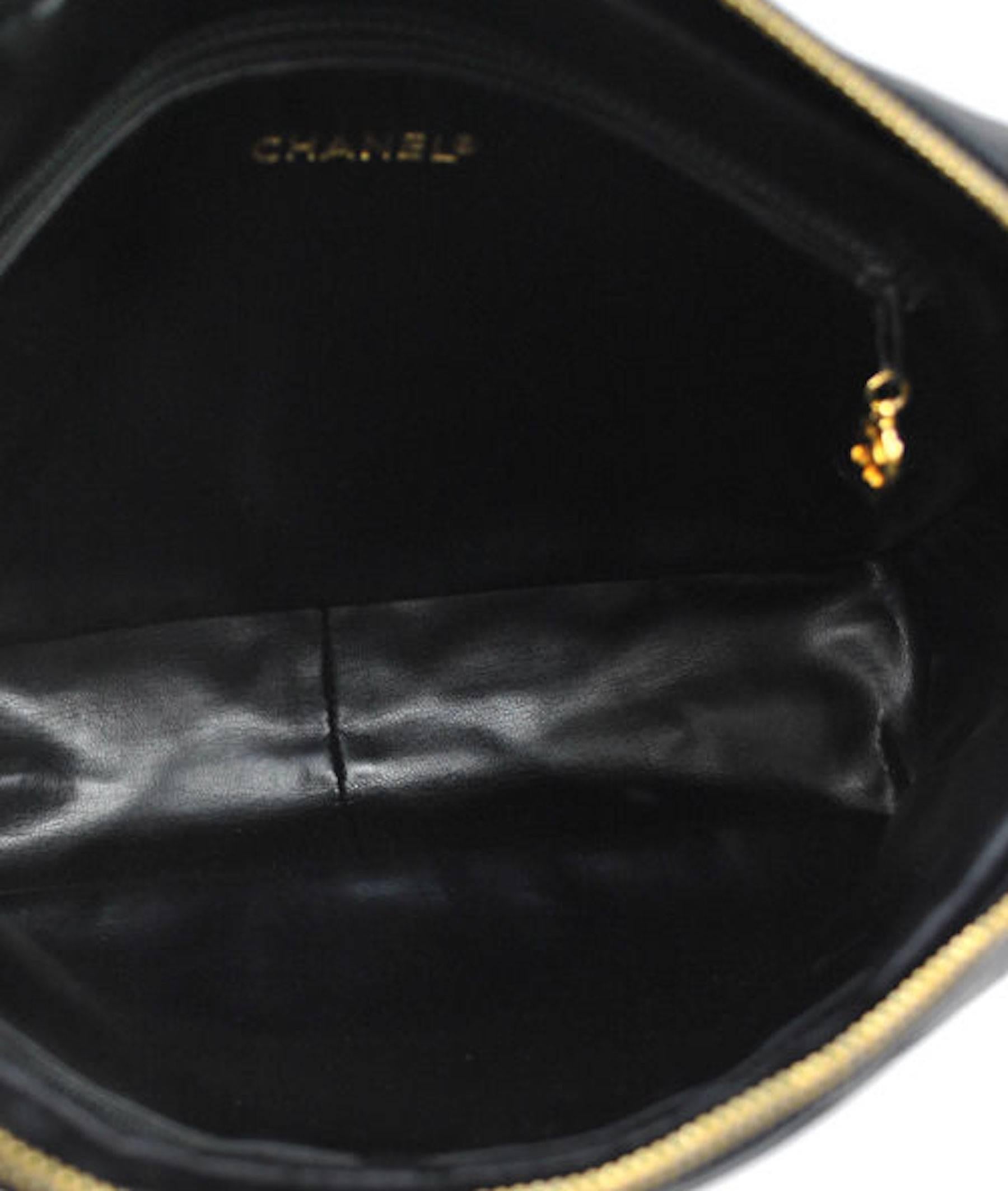 Chanel Black Lambskin Coin Charm Hobo Style Short Shoulder Top Handle Bag 3
