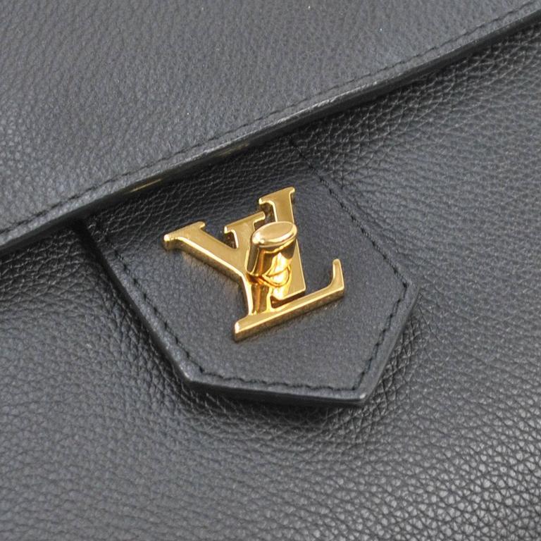 Louis Vuitton Ltd Edition Black Leather Gold Logo Top Handle Tote Bag in Box at 1stdibs