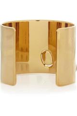 Lanvin NEW Gold 'LOVE' Swarovski Crystal Wide Cuff Bangle Bracelet in Box