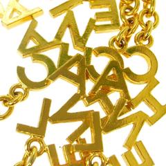 Chanel Vintage Gold Multi Charm 'CHANEL' Link Long Drape Evening Necklace in Box