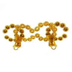 Chanel Vintage Gold Rhinestone Pearl Charm Evening Stud Statement Earrings