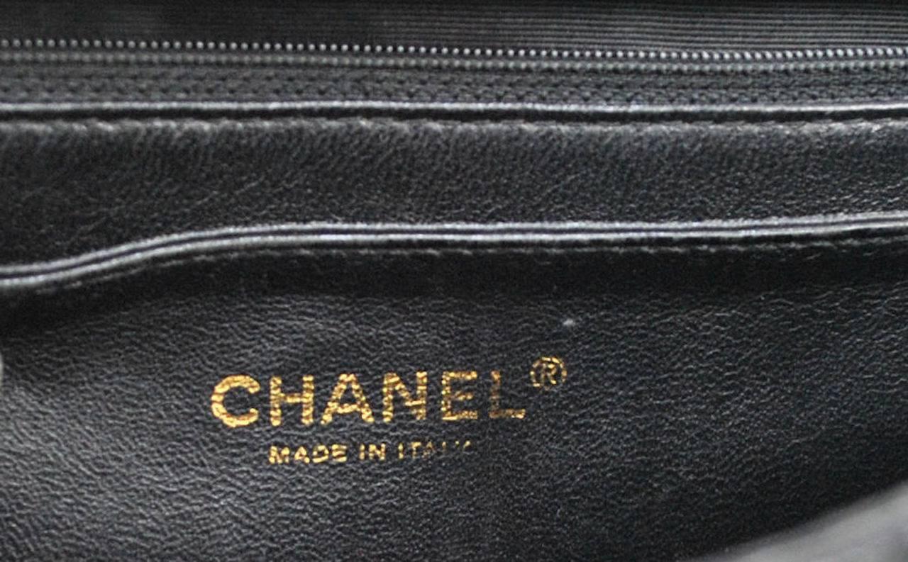 Chanel Vintage Black Lambskin Gold Evening Kelly Top Handle Satchel Flap Bag In Good Condition In Chicago, IL