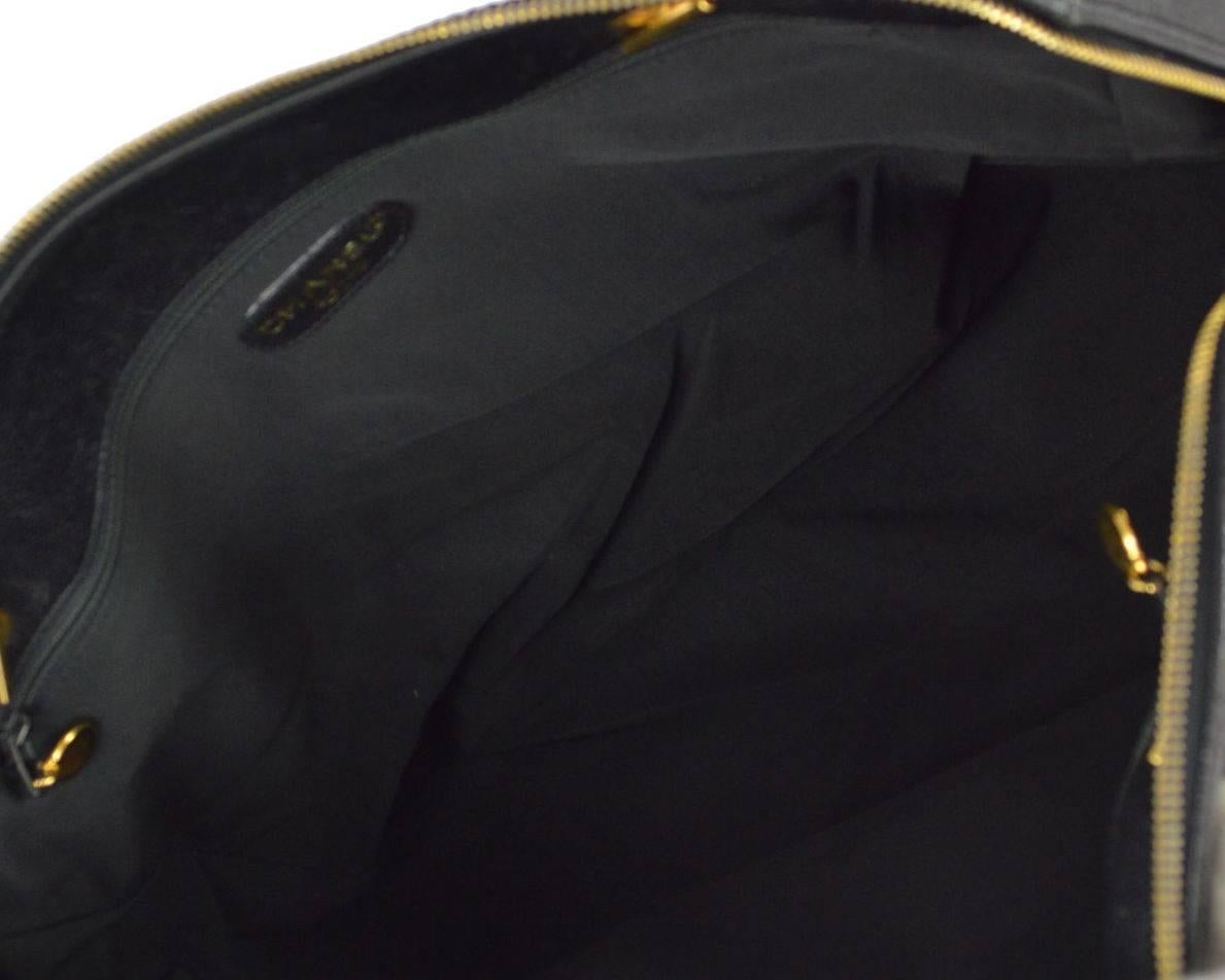 Chanel Black Caviar Leather Oversize Weekender Travel Tote Bag In Excellent Condition In Chicago, IL