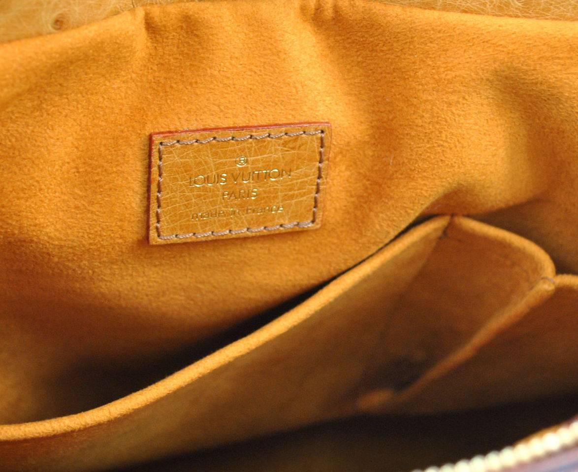 Brown Louis Vuitton Limited Edition Monogram Ostrich Snake Top Handle Shoulder Bag