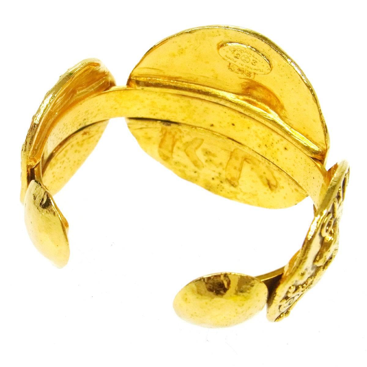 Women's Chanel Vintage Gold Lion Charm Cuff Bangle Bracelet  