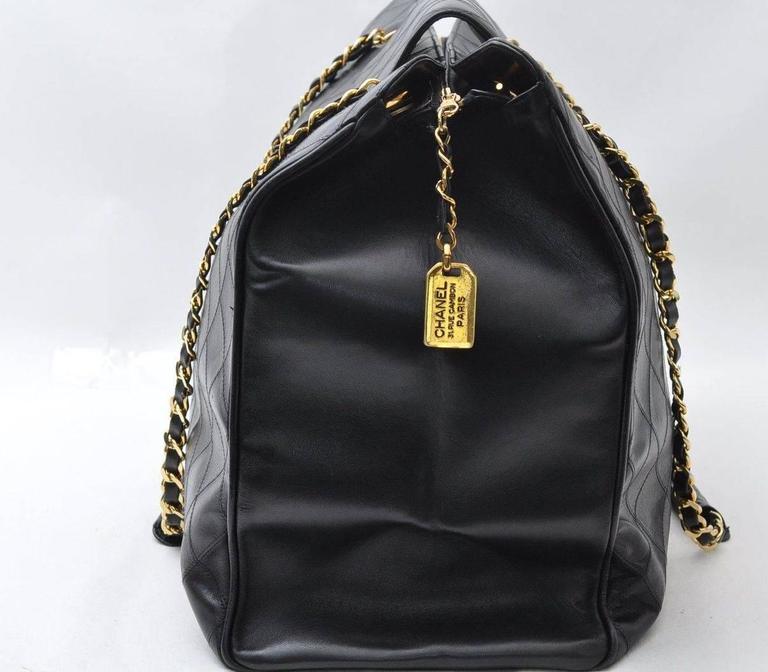 Chanel Vintage Large Black Caviar Leather Weekender Shopper Tote Travel Bag