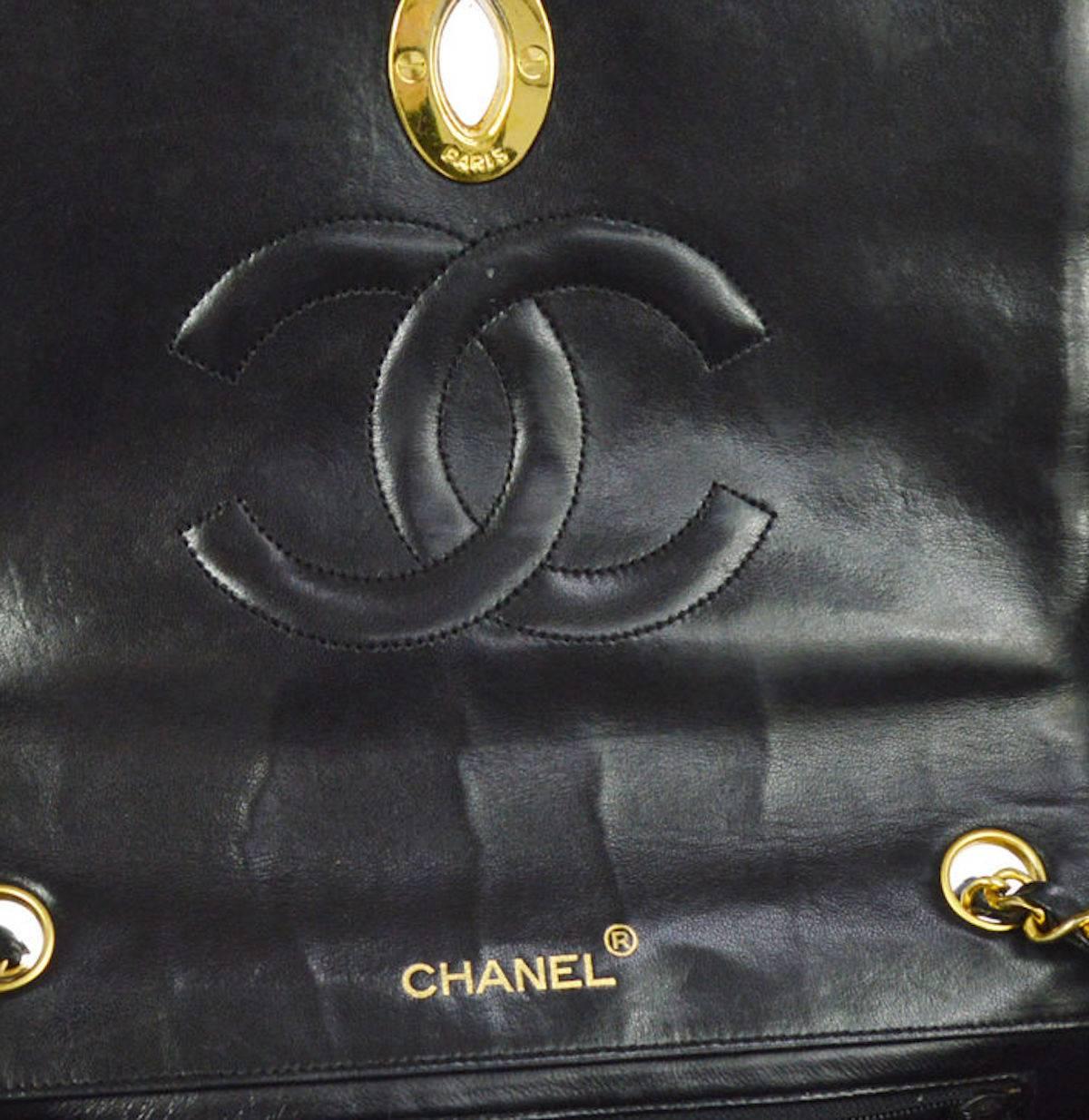 Chanel Vintage Rare Black Gold CC Charm Evening Small Flap Shoulder Bag 3