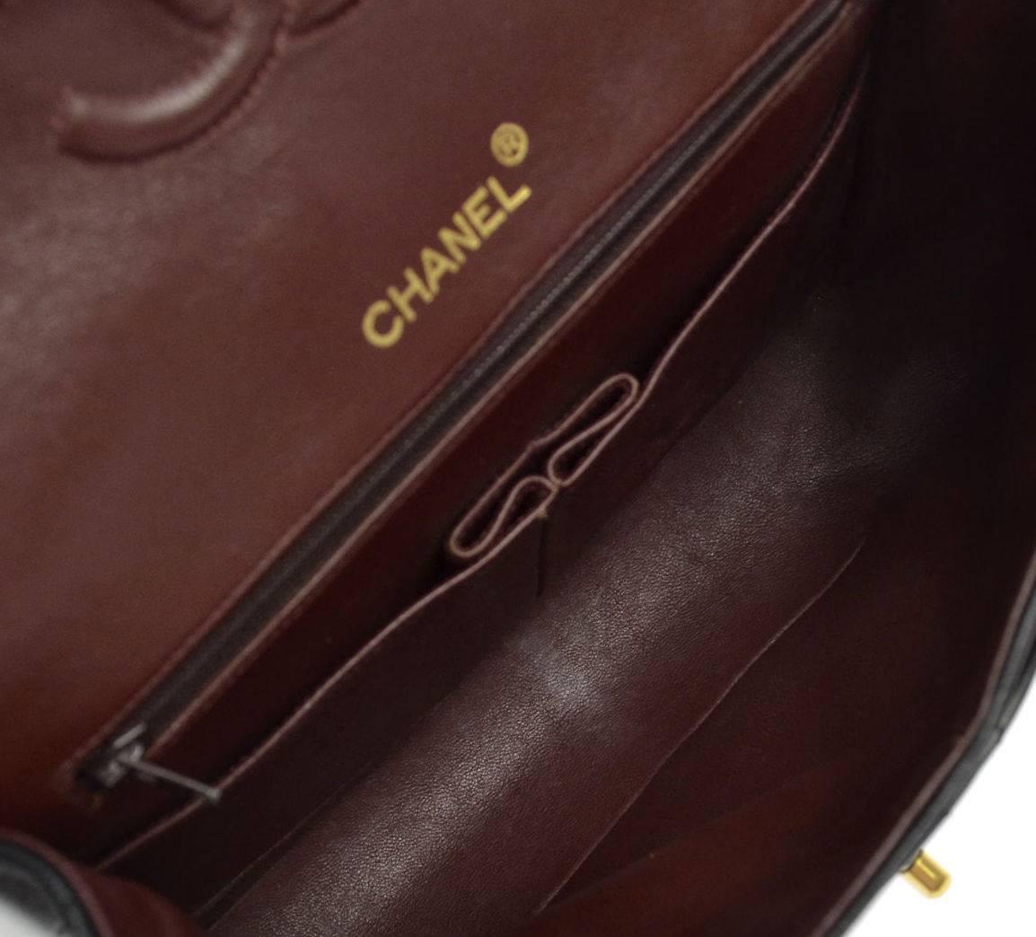Chanel Vintage Black Lambskin Quilted Evening Double Flap Shoulder Bag W / Card 3