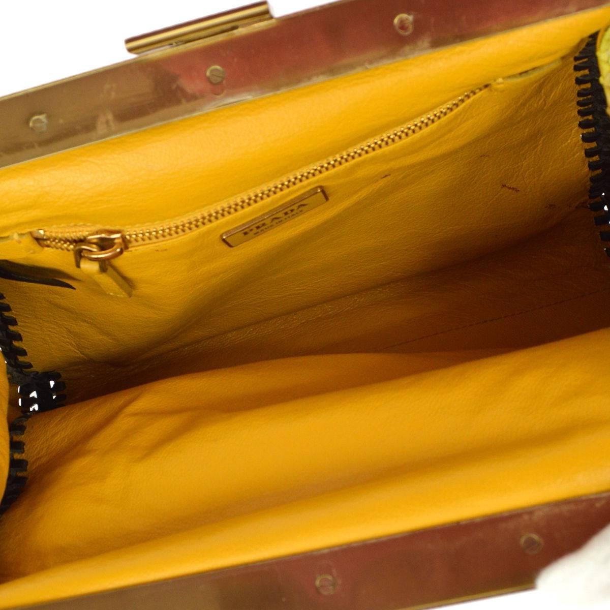Prada Multi Color Cognac Python Kisslock Frame Evening Clutch Shoulder Bag 3