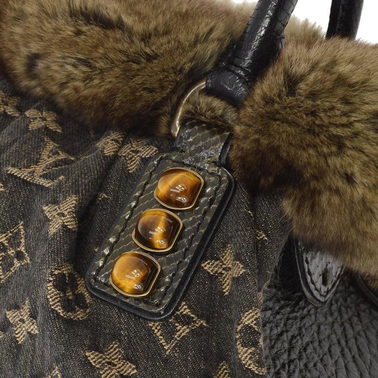 Louis Vuitton Limited Edition Brown Monogram Fur Top Handle Evening