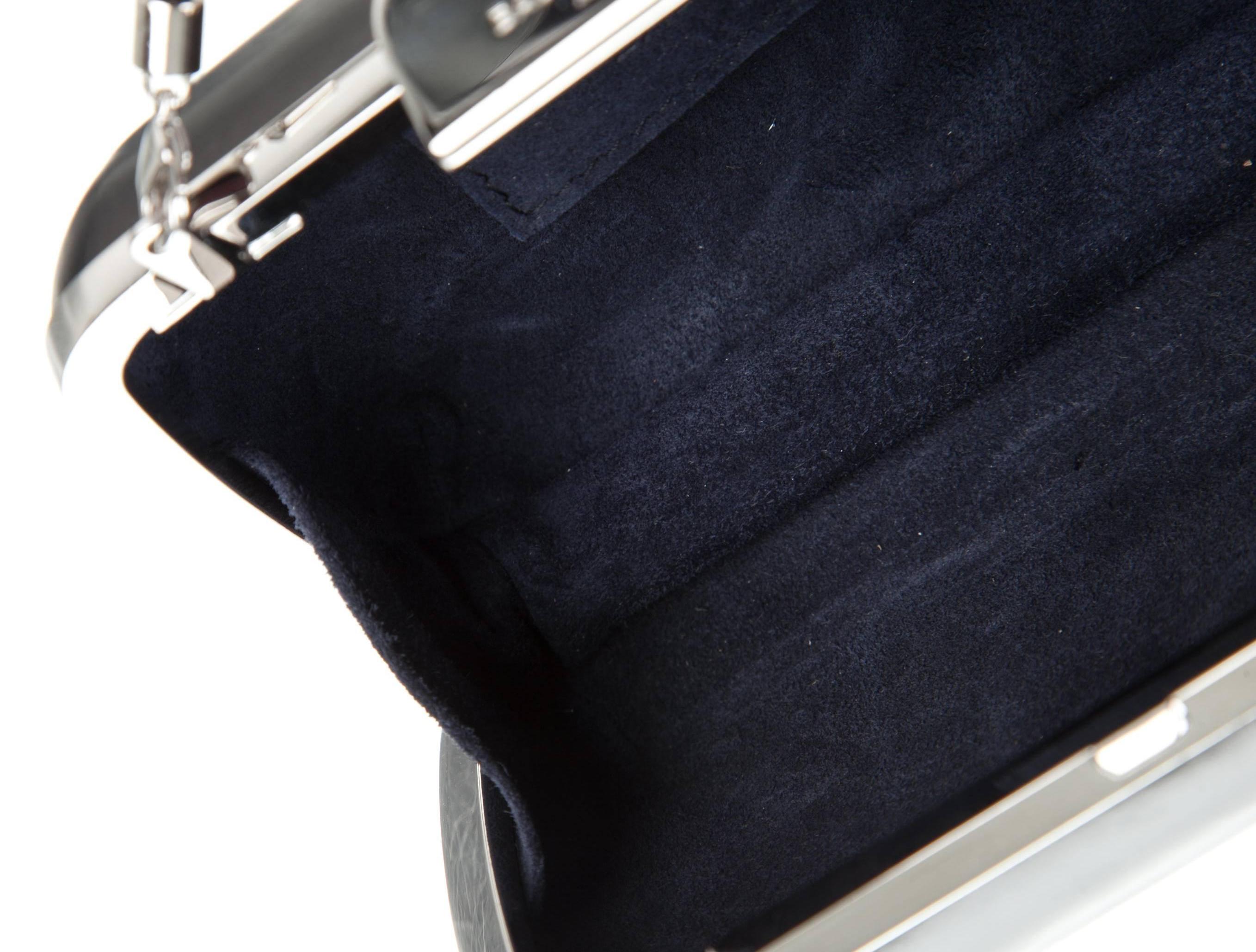 Balenciaga NEW Black Leather Silver Evening Pill Chain Shoulder Clutch Bag 1