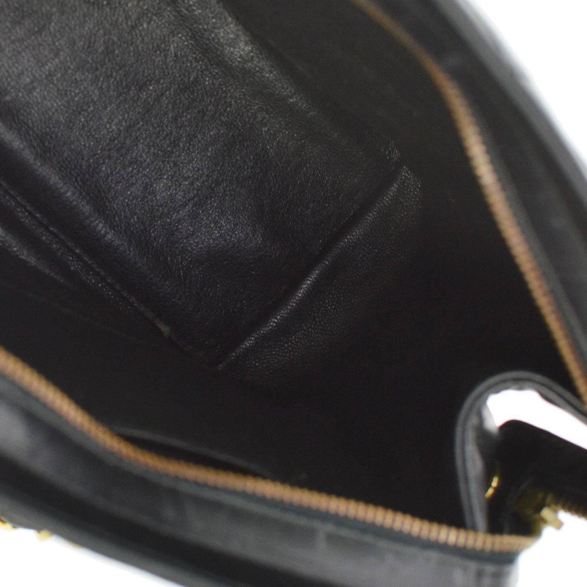 Chanel Black Lambskin Leather Top Handle Evening Shoulder Party Bag 2