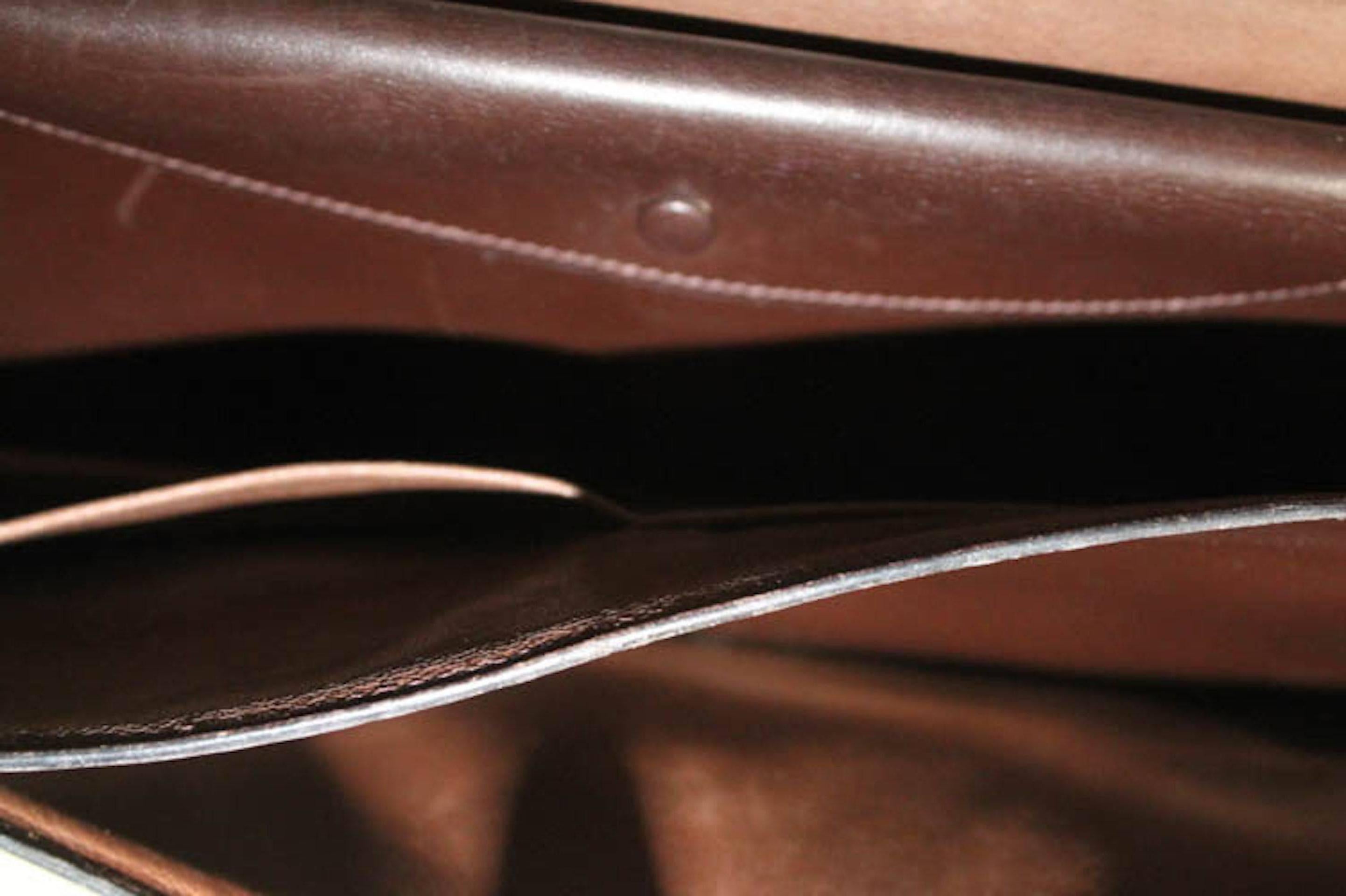 Women's Hermes Vintage Brown Leather Evening Top Handle Satchel Kelly Style Flap Bag