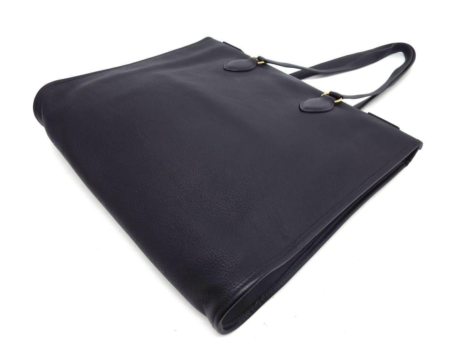 Black Hermes Leather Oversize Carryall Briefcase Travel Shopper Shoulder Tote Bag