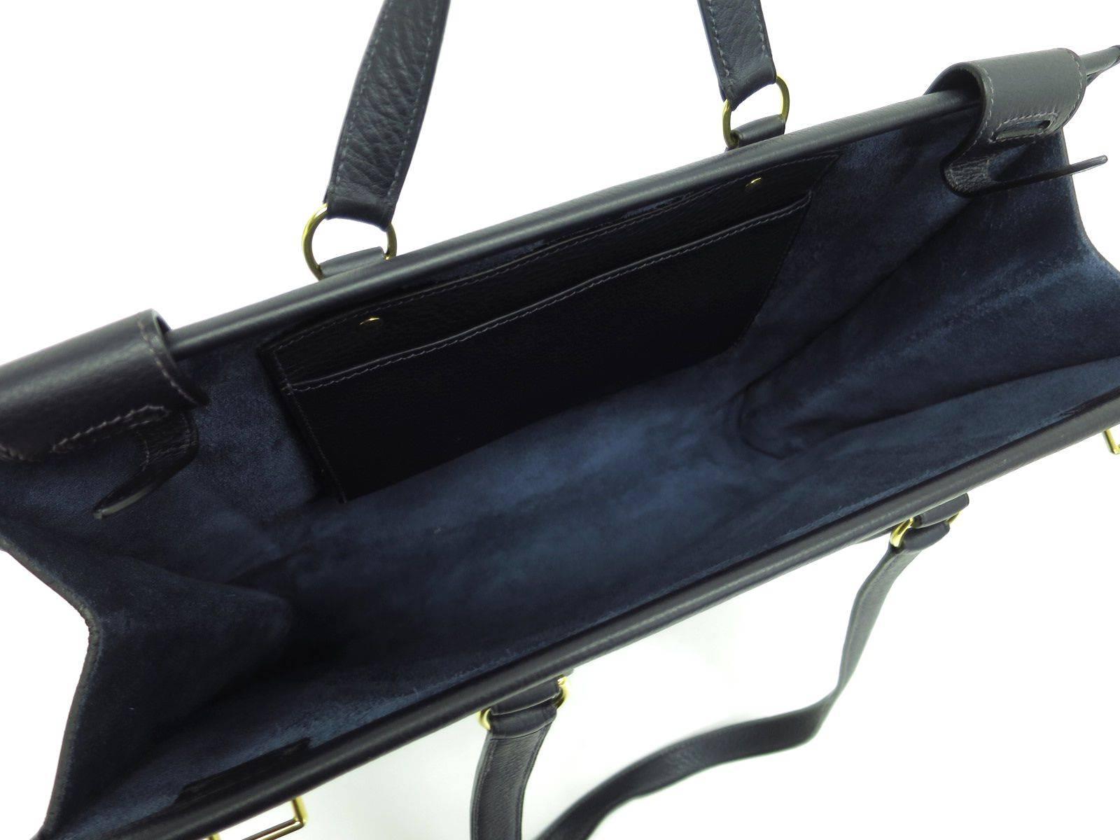 Women's Hermes Leather Oversize Carryall Briefcase Travel Shopper Shoulder Tote Bag