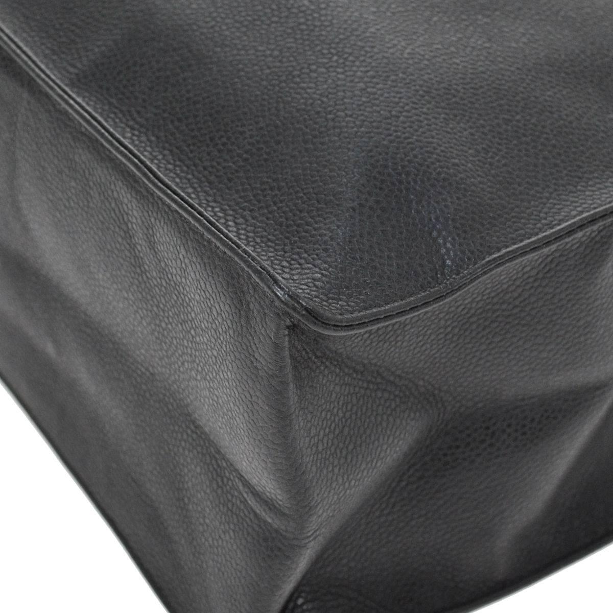 Black Chanel Caviar Carryall Shopper Weekend Travel Shoulder Tote Bag