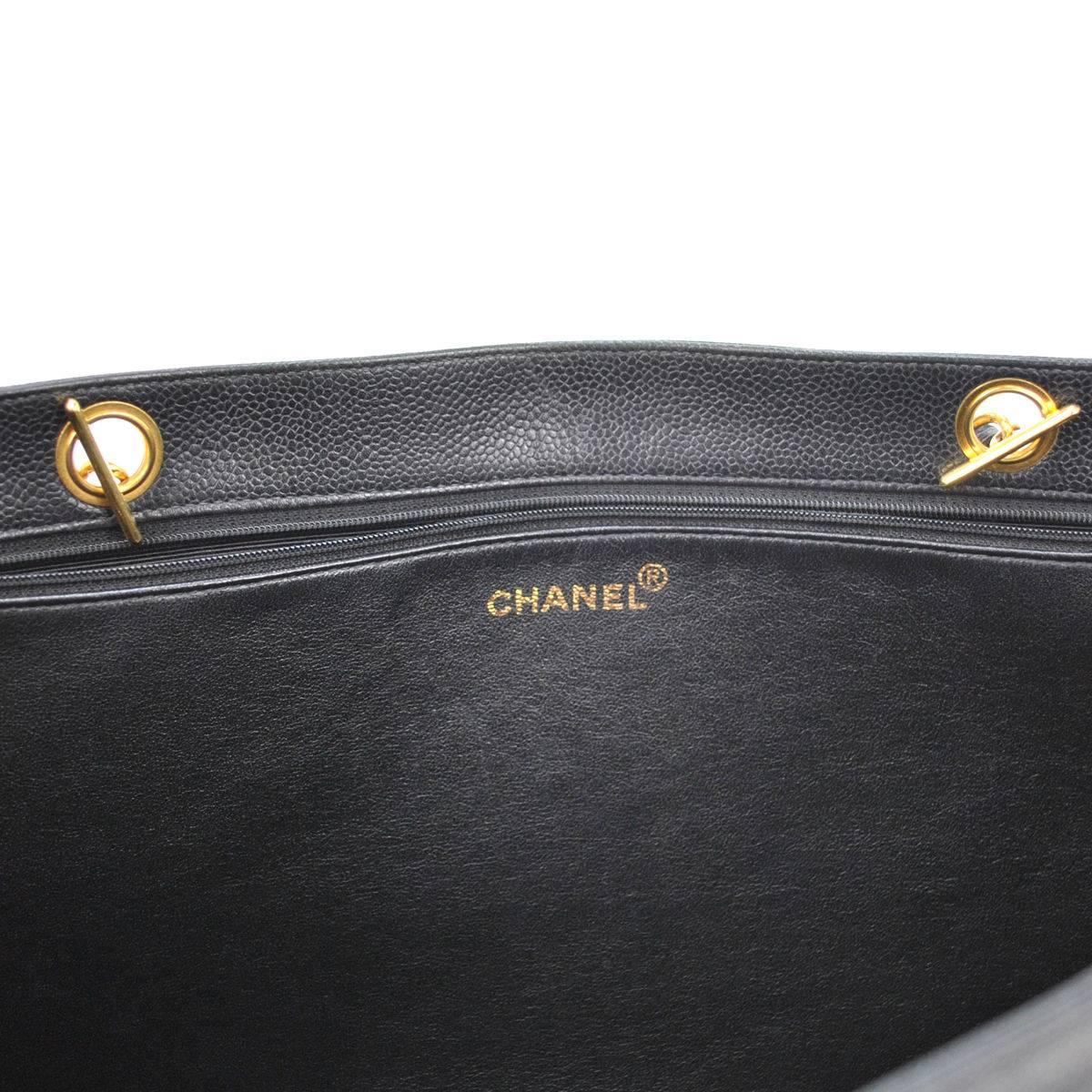 Women's Chanel Caviar Carryall Shopper Weekend Travel Shoulder Tote Bag