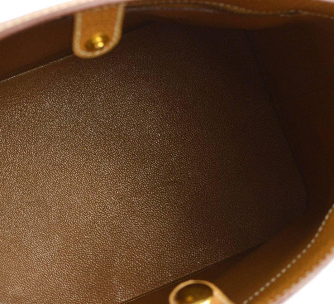 Women's Hermes Vintage Cognac Leather Gold Bucket Shopper Carryall Shoulder Bag