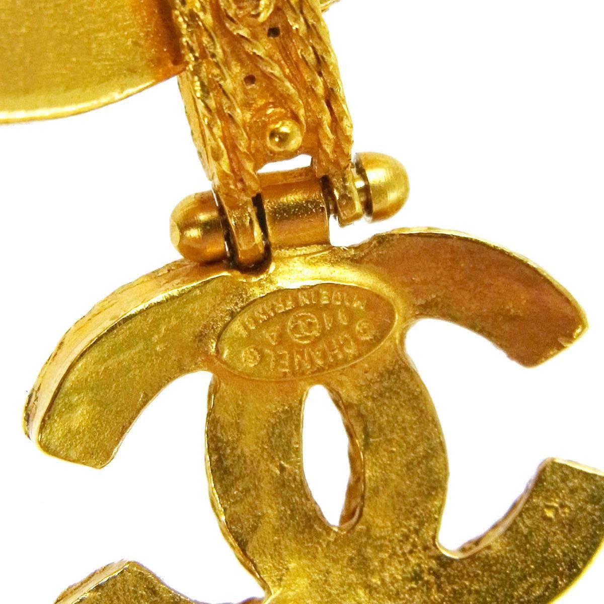 Women's Chanel Gold Charm Gripoix Heart Link Long Evening Pendant Drape Necklace 