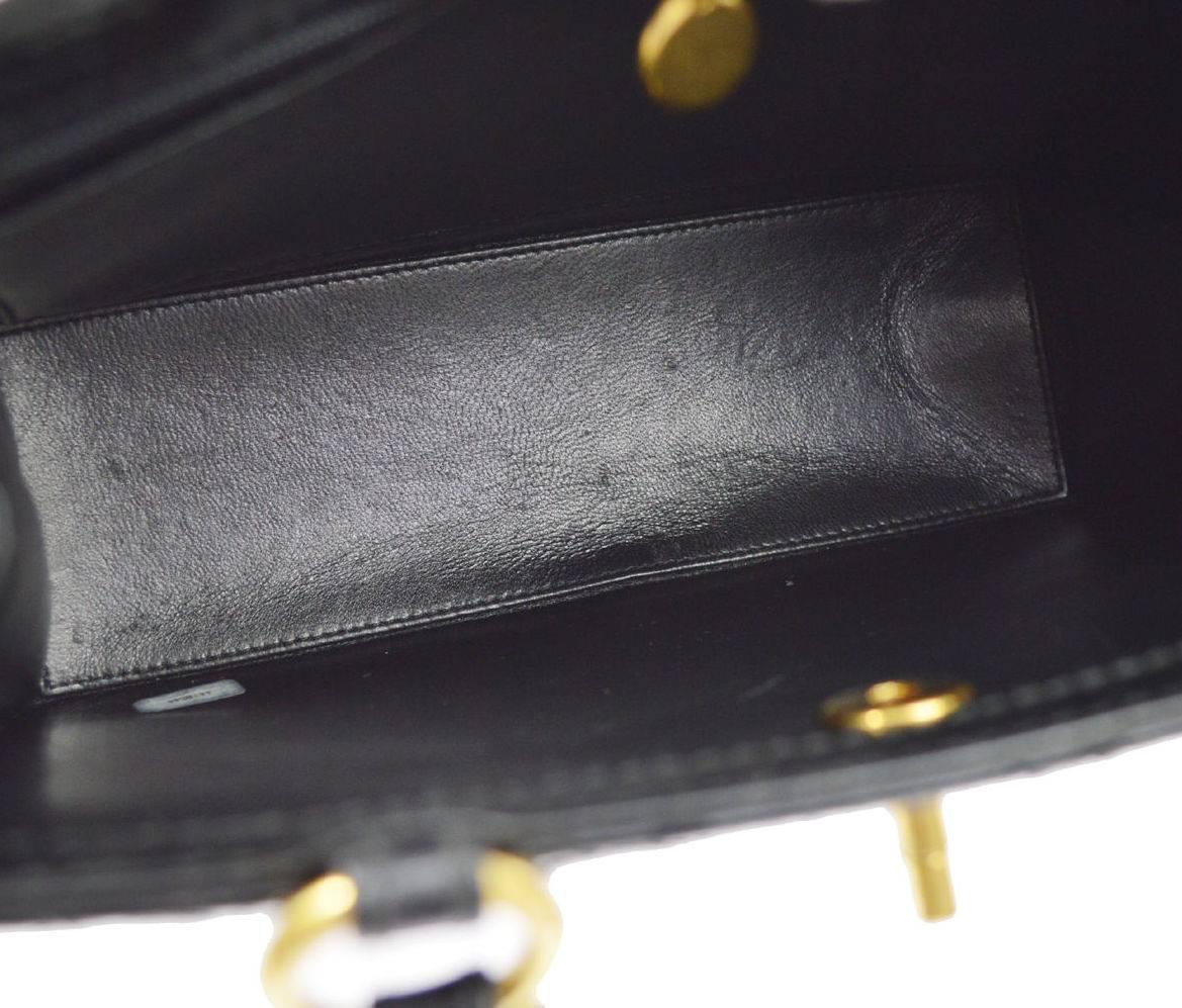 Chanel Vintage Black Patent Leather Top Handle Satchel Evening Bag 5