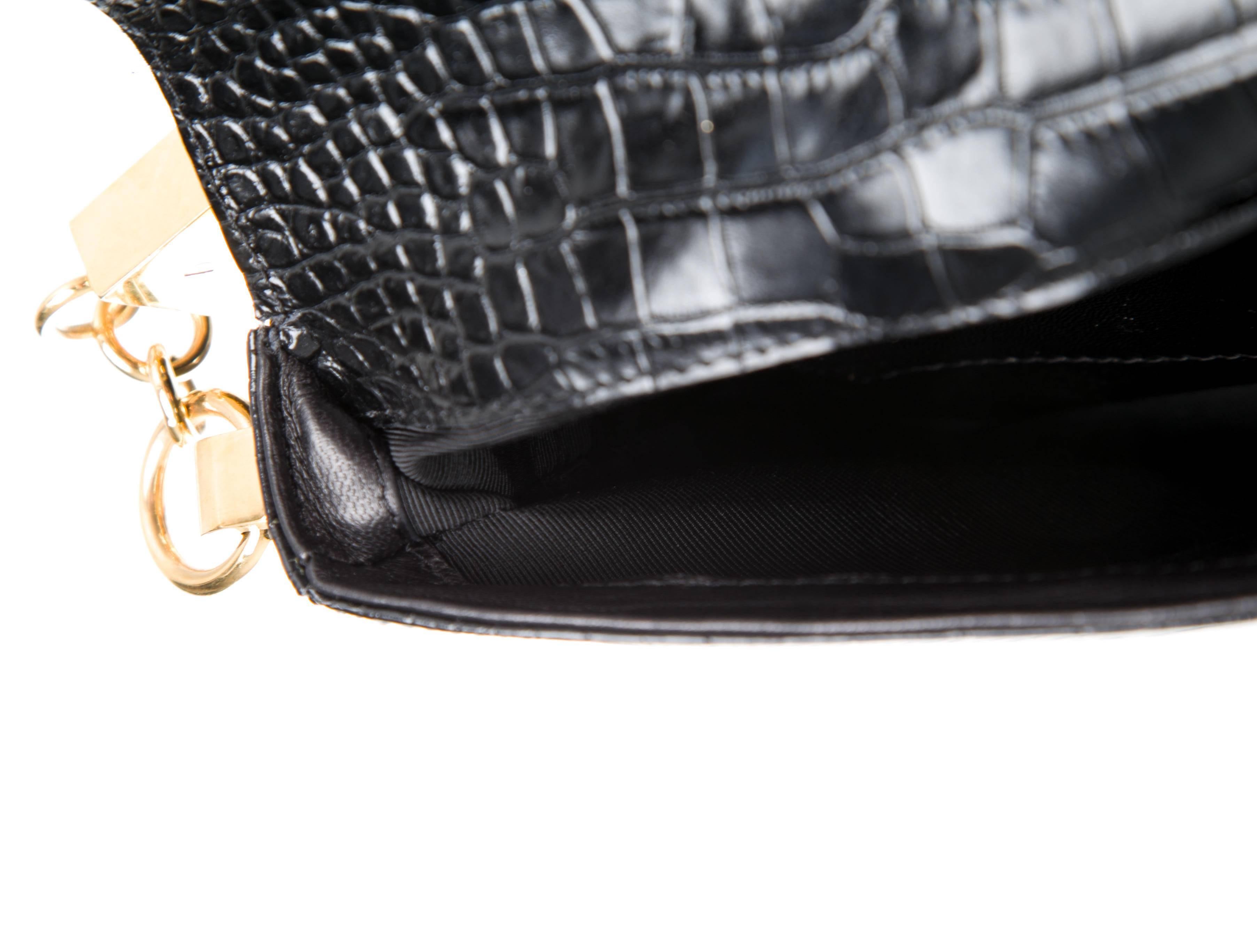 Women's Giuseppe Zanotti Black Leather Gold Fur Evening Top Handle Shoulder Flap Bag